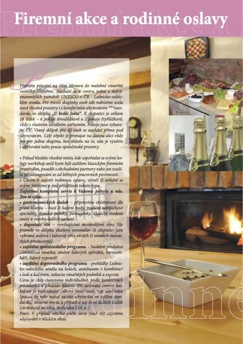 Firemní akce a rodinné oslavy – náhled letáku