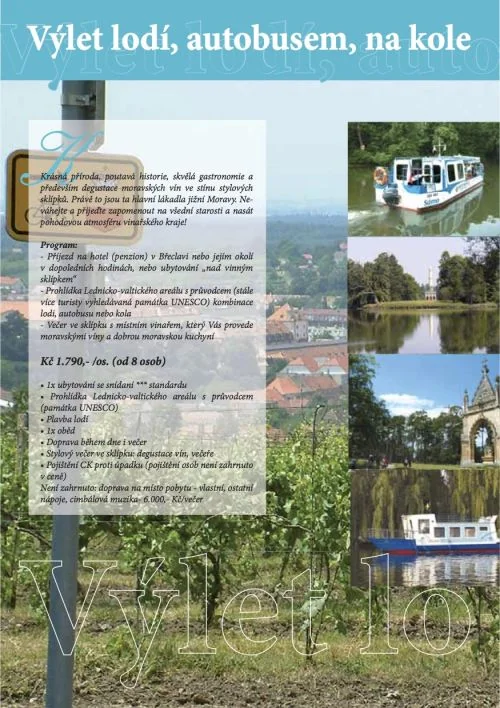 Výlet lodí, autobusem, na kole – náhled letáku